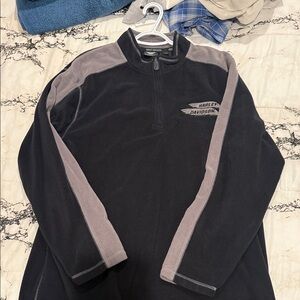 Harley-Davidson Men’s XL Black and Gray Zip-Up Fleece Pullover